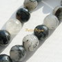 Cuart rutilat alb negru sfere fatetate 10 mm