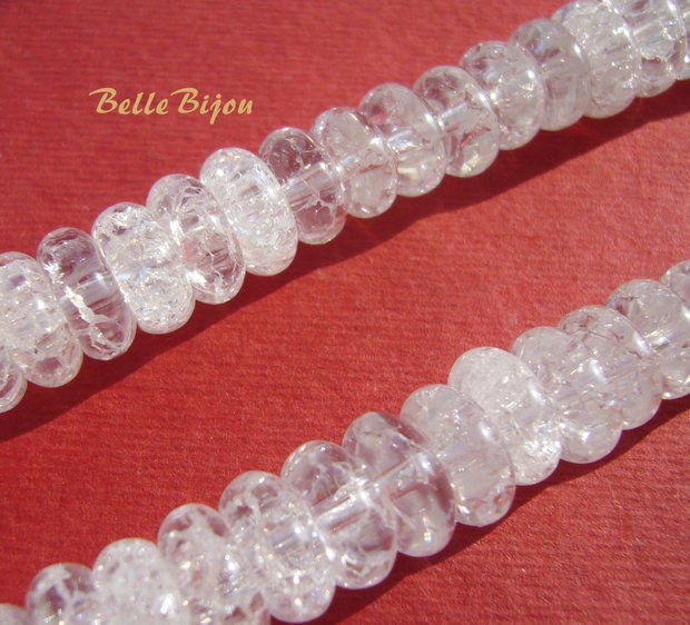Cristal de gheata crackle rondele aprox 10x4-5 mm