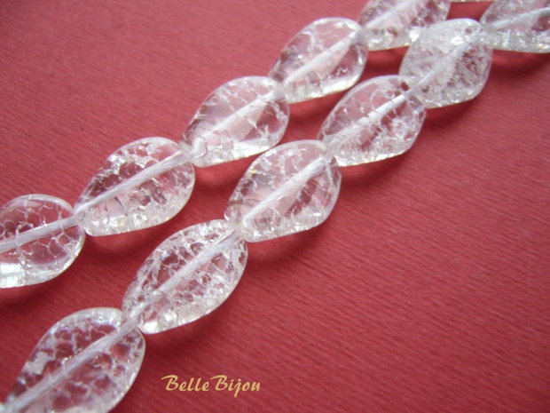 Cristal de gheata crackle oval twist 15x11x5 mm