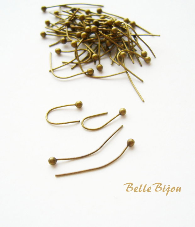 Ace cu bila finisaj bronz de lungime 20 mm si grosime 0.4 mm (50 bucati)