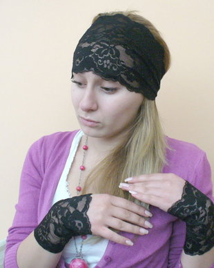 Wide stretchy Lace Headband
