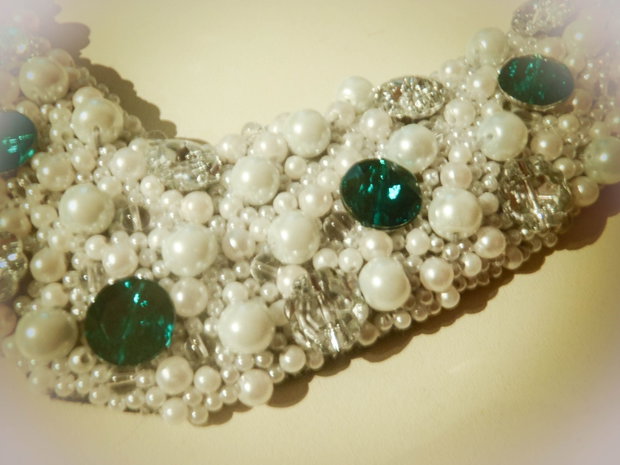 Colier statement perle si margele cristal Regina Maria