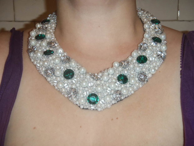 Colier statement perle si margele cristal Regina Maria