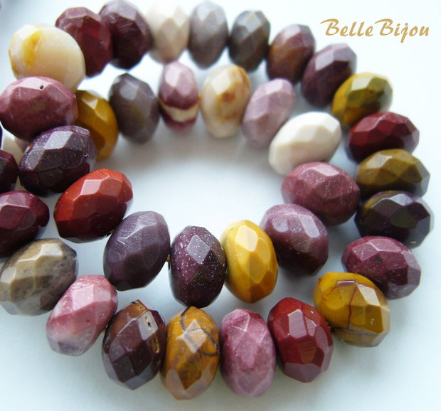 Jasper mookaite rondele fatetate aprox 8.5x5-5.5 mm