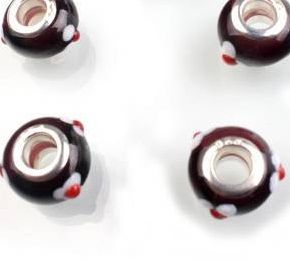 Pandora lampwork movulii cu floricele, 13.5mm