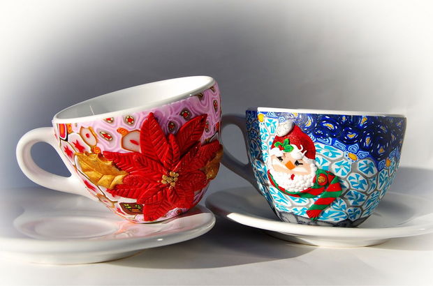 Set 2 Cesti cu Farfurioare " Christmas in my Coffe " 3D