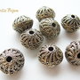 Margele mari ornamentale argintate si antichizate 17x14 mm