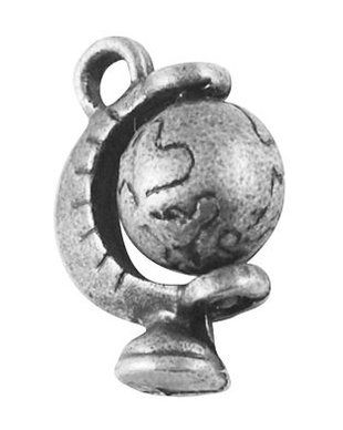 Charm glob pamantesc, 18x12mm