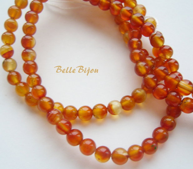 Agate culoarea carneolului aprox 4 mm (10 bucati)