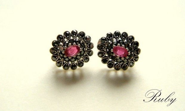 925 sterling silver RUBY - set!