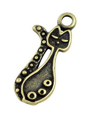 Charm pisica, bronz antichizat