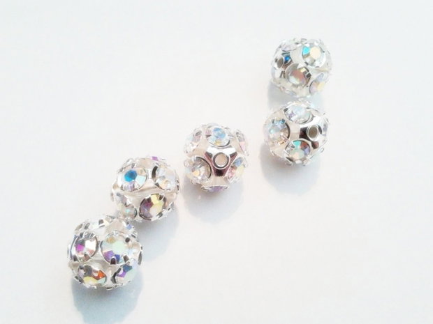 1b Margea shamballa cu rhinestone AB placata cu argint 7 mm (sp 61)