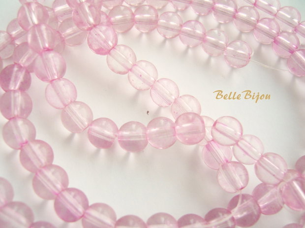 (10 bucati) Margele sticla roz aprox 6.5 mm