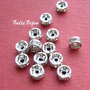 Distantiere rhinestone argintiu inchis 4x2 mm cu cristale culoare cristal-clear