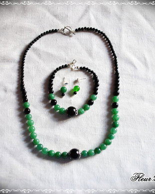 SET-ONIX NEGRU SI AVENTURIN VERDE-2- VANDUT