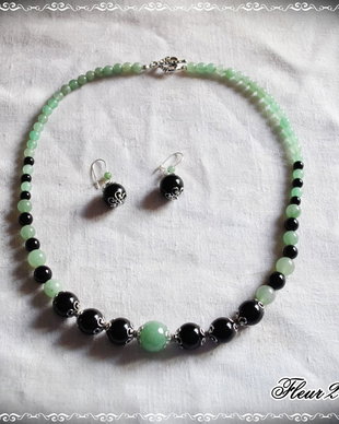 SET-ONIX NEGRU SI AVENTURIN VERDE-4-VANDUT