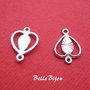 Link inimioara din argint rodiat 13x9x1 mm