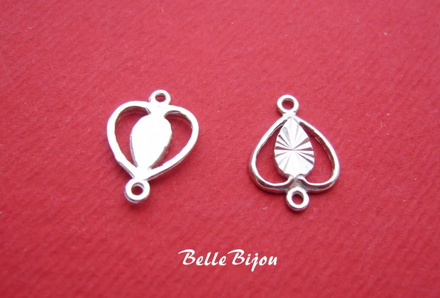 Link inimioara din argint rodiat 13x9x1 mm