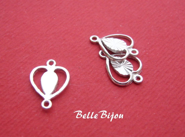 Link inimioara din argint rodiat 13x9x1 mm