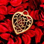 1b Pandantiv placat aur antichizat " Big Heart '' 35 x 45 mm