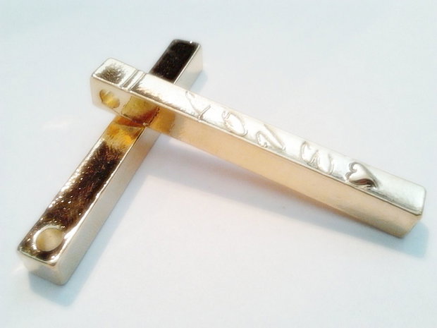 1b Pandantiv placat aur " Big Love  ''  5x5x50 mm