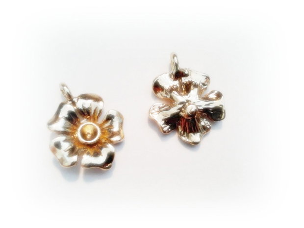 1b Charm / pandantiv placat cu aur '' Flower '' 12 x 12 mm