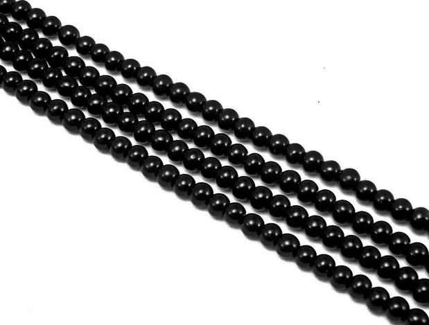 Perle de sticla negre, sfere 4 mm - 10 buc  (cod 2-13)