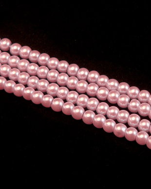 Perle de sticla roz, sfere 4 mm - 10 buc  (cod 2-14)