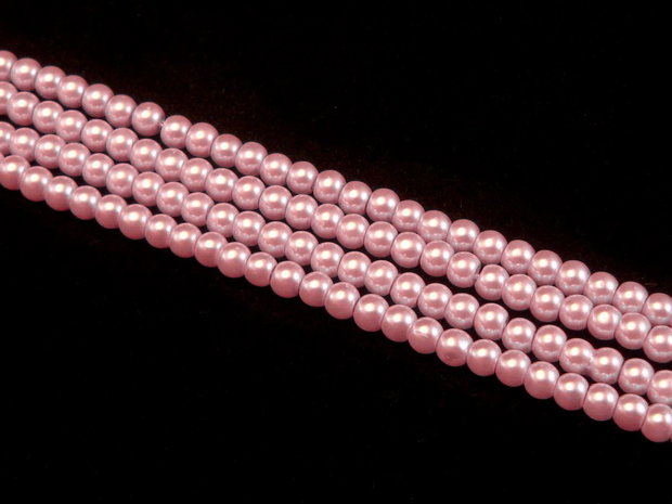 Perle de sticla roz, sfere 4 mm - 10 buc  (cod 2-14)