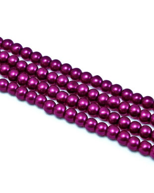 Perle de sticla roz inchis, sfere 4 mm - 10 buc  (cod 2-19)