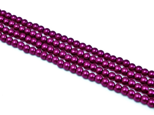 Perle de sticla roz inchis, sfere 4 mm - 10 buc (cod 2-19)