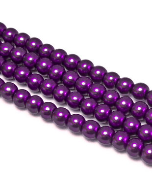 Perle de sticla mov, sfere 6 mm - 10 buc  (cod 2-23)