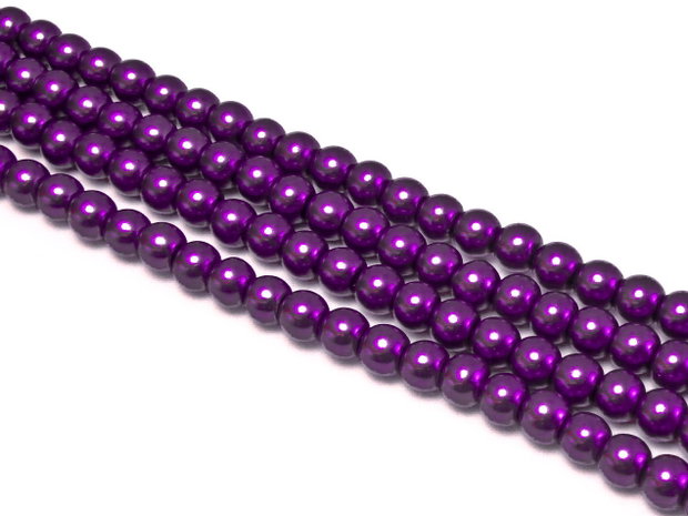 Perle de sticla mov, sfere 6 mm - 10 buc  (cod 2-23)