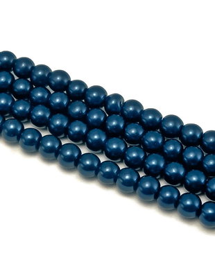 Perle de sticla bleumarin, sfere 6 mm - 10 buc  (cod 2-25)
