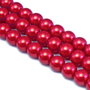 Perle de sticla rosii, sfere 10 mm - 10 buc  (cod 2-47)