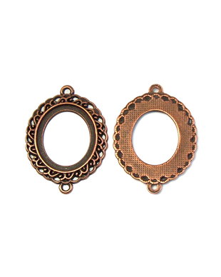 Bază cabochon/conector, finisaj cupru, 35x25 mm (cod 3-10)