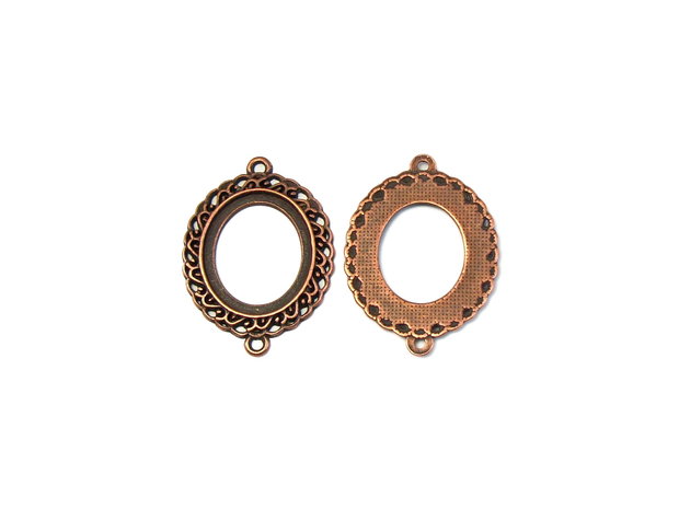 Bază cabochon/conector, finisaj cupru, 35x25 mm (cod 3-10)