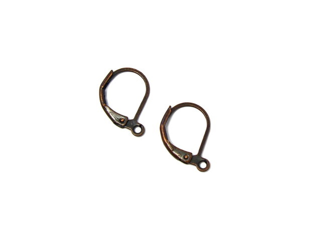 Tortite cercei tip leverback, finisaj cupru antichizat, 15 mm (cod 4-23)
