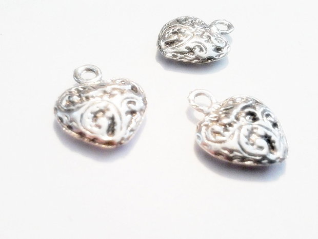 1b Charm placat argint '' Inima  '' 15 x 12 mm