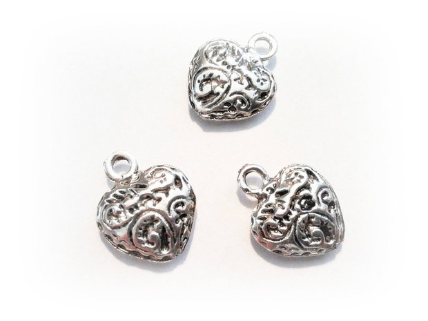 1b Charm placat argint '' Inima  '' 15 x 12 mm
