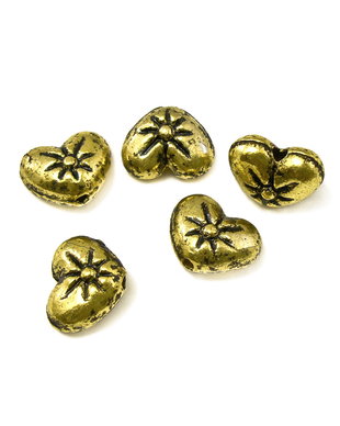 Distantier inima, finisaj auriu antichizat, 9x6x3 mm (cod 7-30)