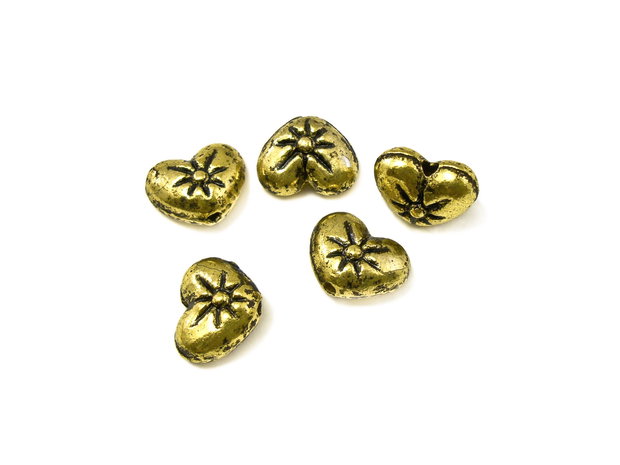 Distantier inima, finisaj auriu antichizat, 9x6x3 mm (cod 7-30)