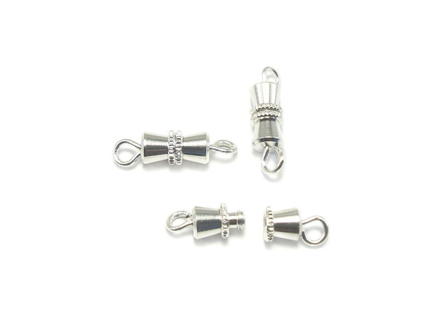 Inchizatoare tip butoias, finisaj argintiu, 8x4 mm (cod 13-1)