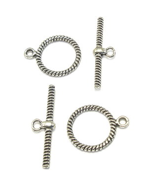 Inchizatoare tip toggle, argintiu antichizat, 20x16 mm + 27x8 mm (cod 13-21)