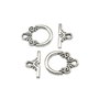Inchizatoare tip toggle, argintiu antichizat, 20x14 mm + 17x9 mm (cod 13-26)