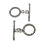 Inchizatoare tip toggle, placata cu argint antichizat, 22x17 mm + 29x7 mm (cod 13-28)