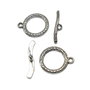 Inchizatoare tip toggle, argintiu antichizat, 22x19 mm + 26x6 mm (cod 13-33)