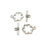Inchizatoare tip toggle floare, argintiu antichizat, 19x15 mm + 16x7 mm (cod 13-37)