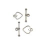 Inchizatoare tip toggle, inima, argintiu antichizat, 14x12 mm + 20x7 mm (cod 13-40)