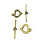 Inchizatoare tip toggle, inima, finisaj bronz, 16x13 mm + 28x5 mm (cod 13-42)